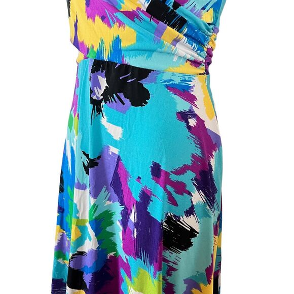 Sandra Darren Womens Colorful Jersey Knit Stretch Sleeveless Fit Flare Dress 10 - Picture 9 of 16